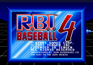 RBI Baseball 4 title screen for Sega Genesis